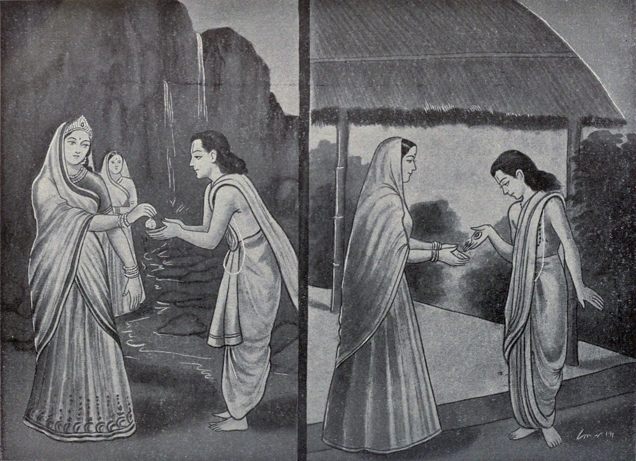 uttanka_gets_earrings_from_queen_madayanti_and_gives_them_to_his_gurus_wife_ahalya
